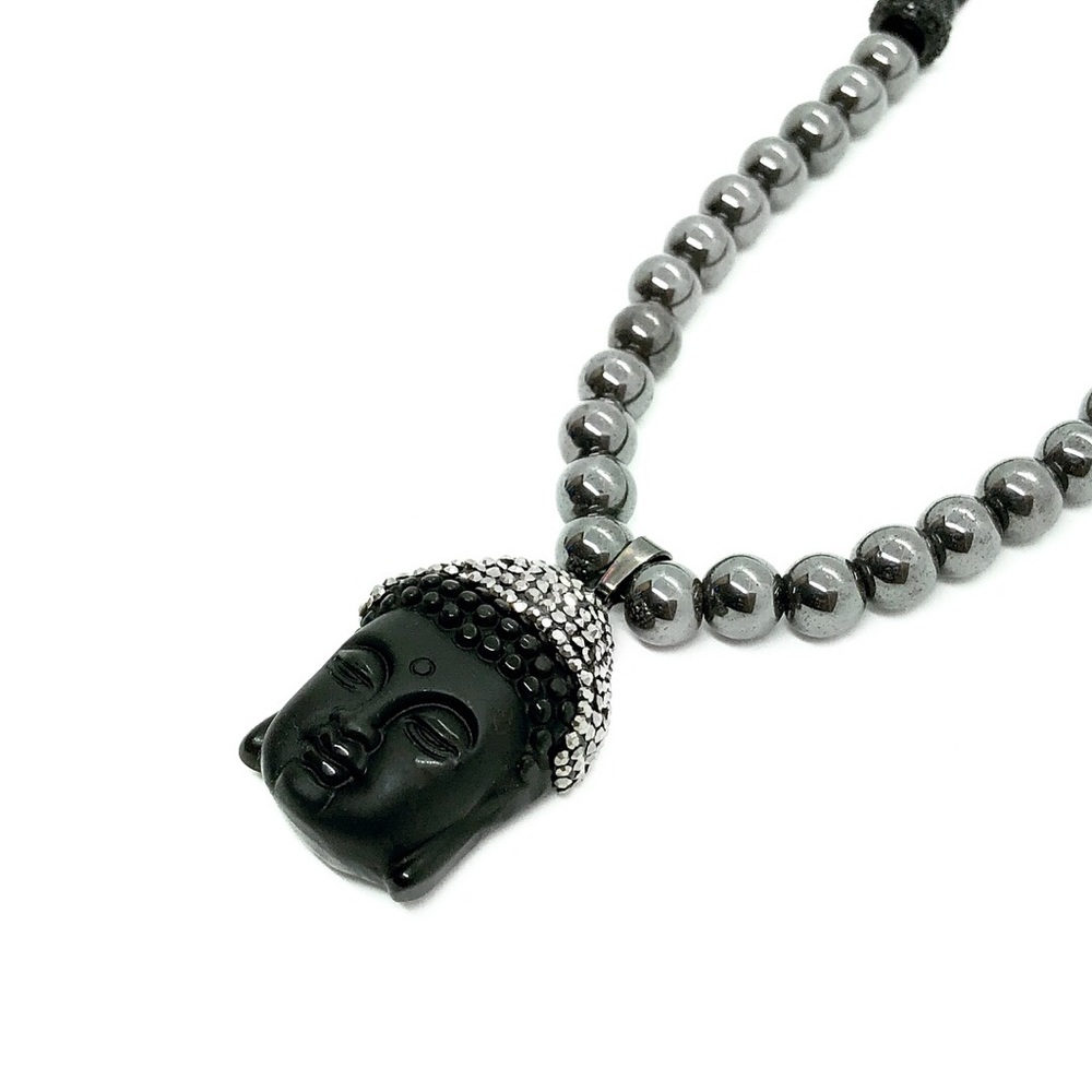 Genuine Gemstone Beaded Necklace + Quartz Buddha